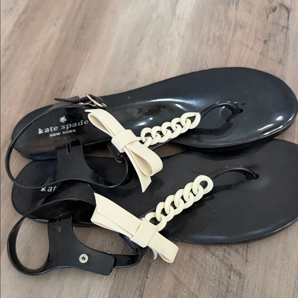 Kate Spade Black and Cream Bow Sandals